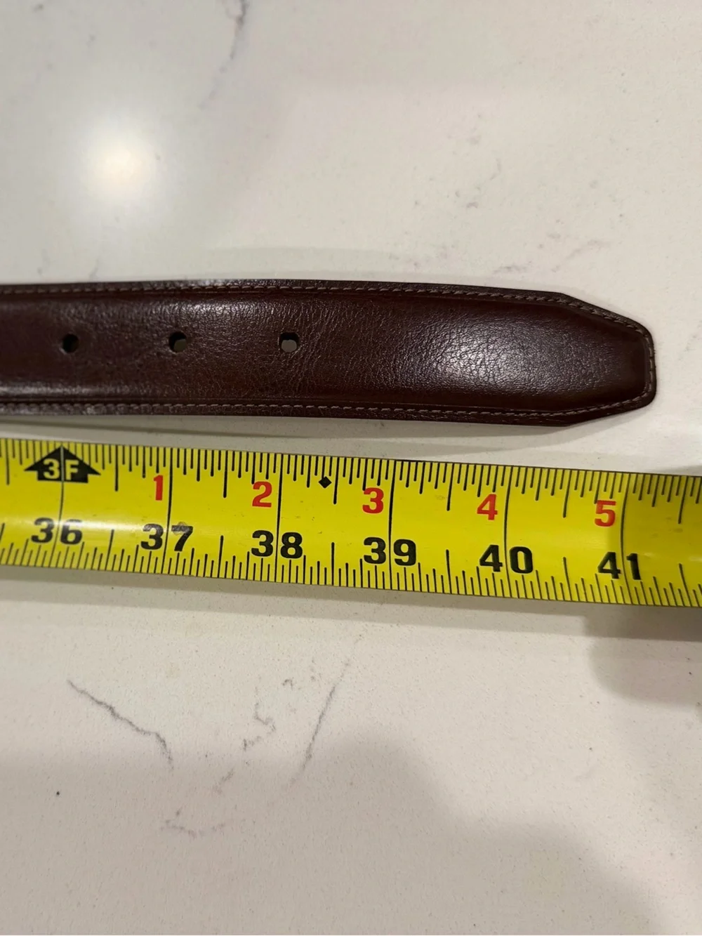 Men's Dark Brown Leather Dress Belt with Silver Buckle